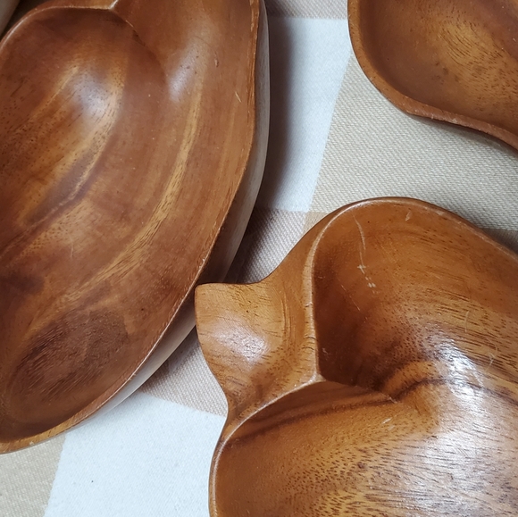 SOLD MCM Wood Monkey Pod Serving Set Vintage - Picture 6 of 7